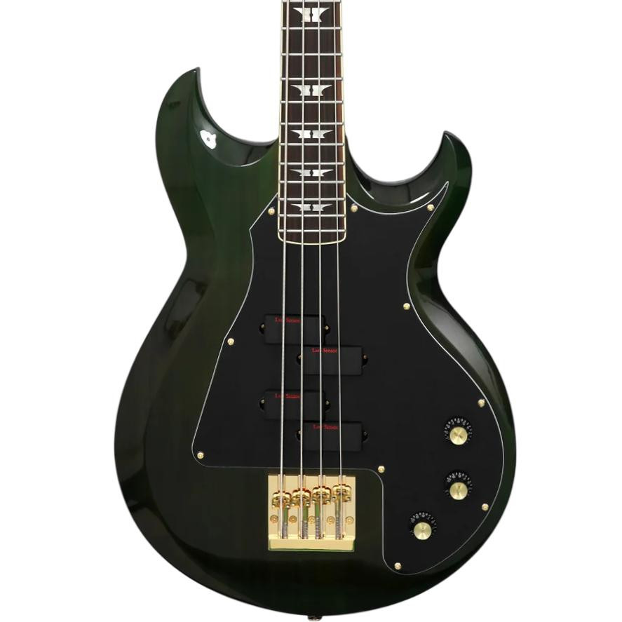 Woodrite Graver Bass Guitar in Transparent Emerald Green