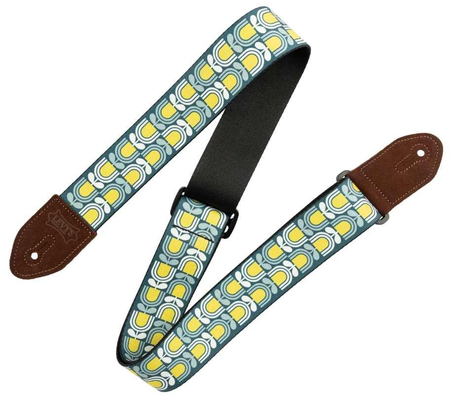 Levys Mid Century Modern Blue Green and White Mod Tulip Guitar Strap Levys Mid Century Modern Blue Green and White Mod Tulip Guitar Strap