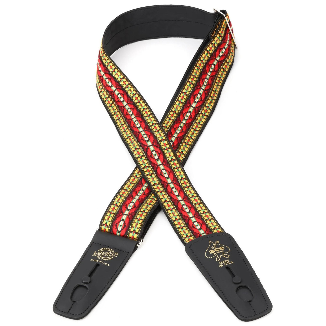 Lock-It Straps Vintage Series Bohemian Red Guitar Strap Lock-It Straps Vintage Series Bohemian Red Guitar Strap