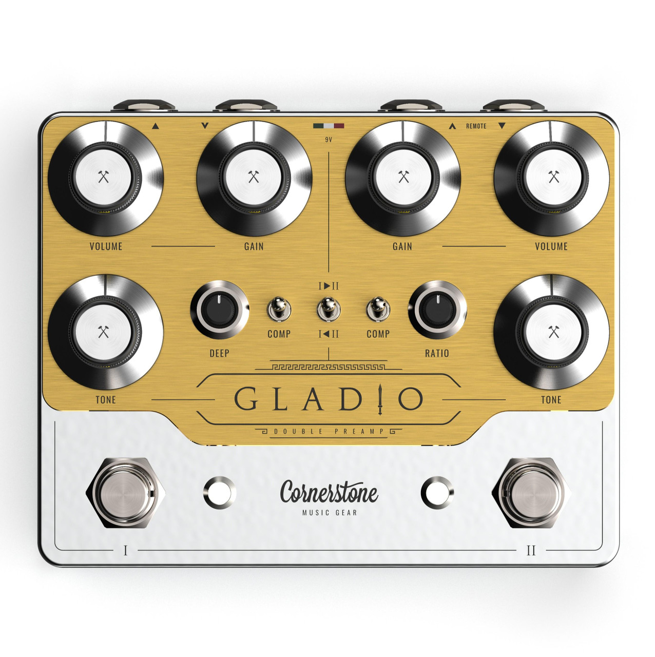 Cornerstone Limited Edition Gladio Mk3 Professional Dual Preamp Pedal in Gold & Silver Cornerstone Limited Edition Gladio Mk3 Professional Dual Preamp Pedal in Gold & Silver