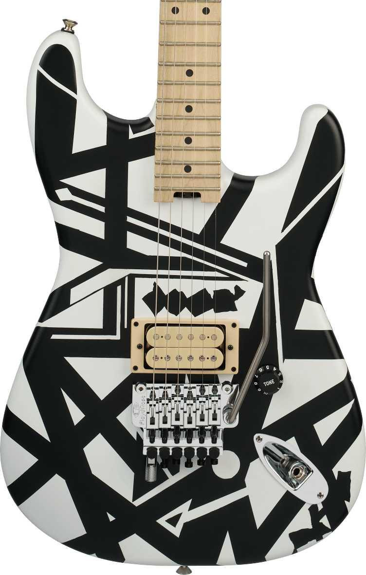 EVH Striped Series Shapes Fingerboard White and Black in Maple