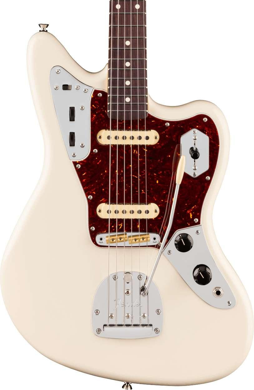 Fender American Professional Jaguar Electric Guitar in Olympic White, Rosewood Fingerboard