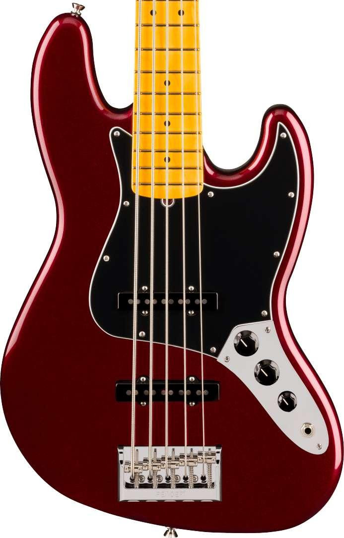 Fender American Professional Jazz Bass V Guitar in Oxblood, Maple Fingerboard