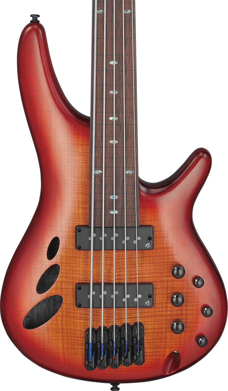 Ibanez SRD905F 5 String Topaz Burst Fretless Bass in Brown