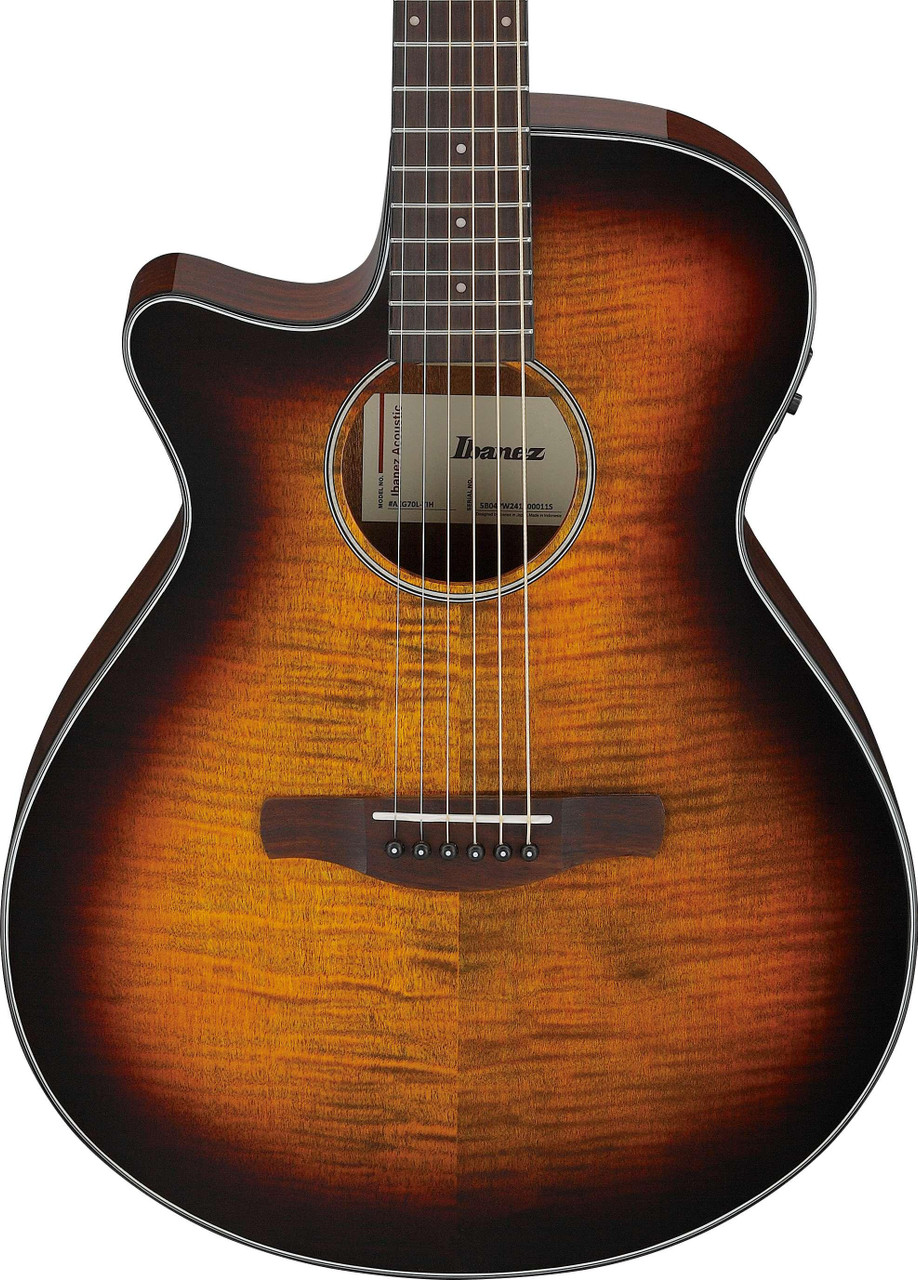 Ibanez AEG70L-TIH AEG Series Left Hand Electro Acoustic Guitar in Tiger Burst High Gloss Ibanez AEG70L-TIH AEG Series Left Hand Electro Acoustic Guitar in Tiger Burst High Gloss