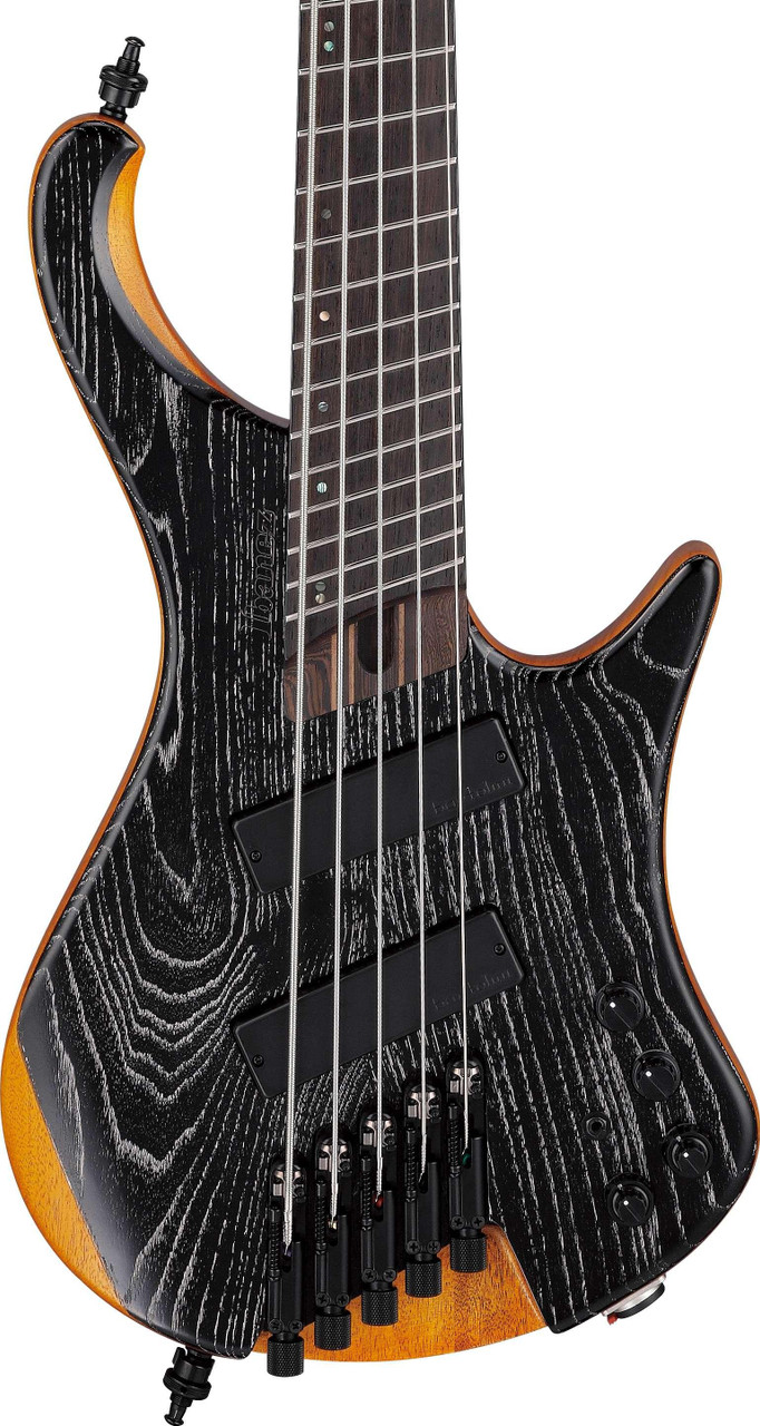 Ibanez Bass Workshop EHB Headless Multi-Scale 5-String Bass Guitar in Silver Wave Black Low Gloss