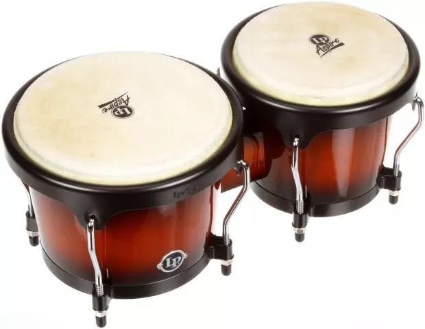 LP Aspire Wood Bongos Vintage Sunburst with Black Hardware LP Aspire Wood Bongos Vintage Sunburst with Black Hardware