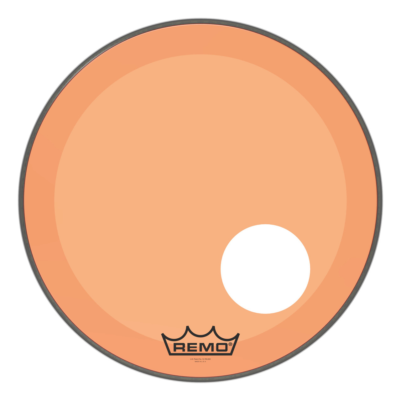 Remo Powerstroke 3 Colortone Bass Drum Head - Orange - 20" - with 5" Offset Hole Remo Powerstroke 3 Colortone Bass Drum Head - Orange - 20" - with 5" Offset Hole