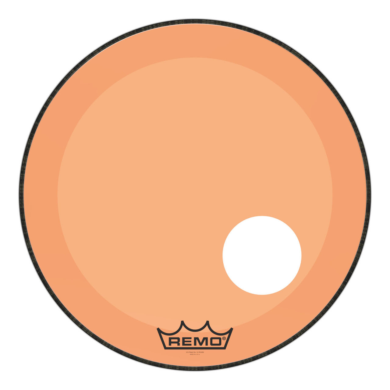 Remo Powerstroke 3 Colortone Bass Drum Head - Orange - 22" - with 5" Offset Hole Remo Powerstroke 3 Colortone Bass Drum Head - Orange - 22" - with 5" Offset Hole