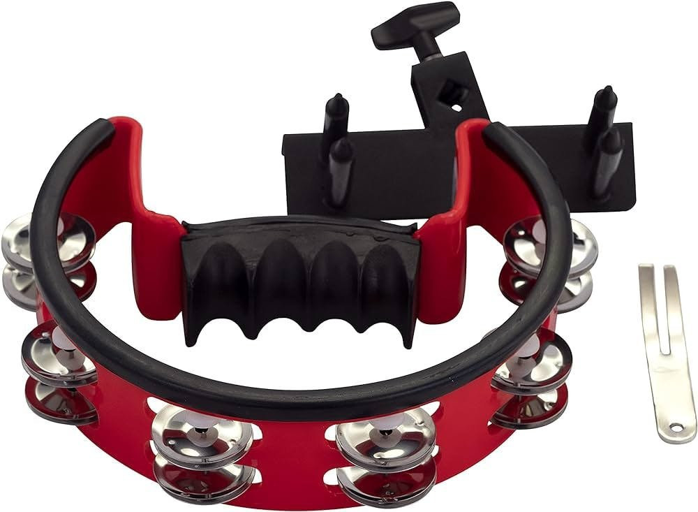 Pearl Ultra Grip Adjustable Volume Tambourine & Mount with Steel Jingles Pearl Ultra Grip Adjustable Volume Tambourine & Mount with Steel Jingles