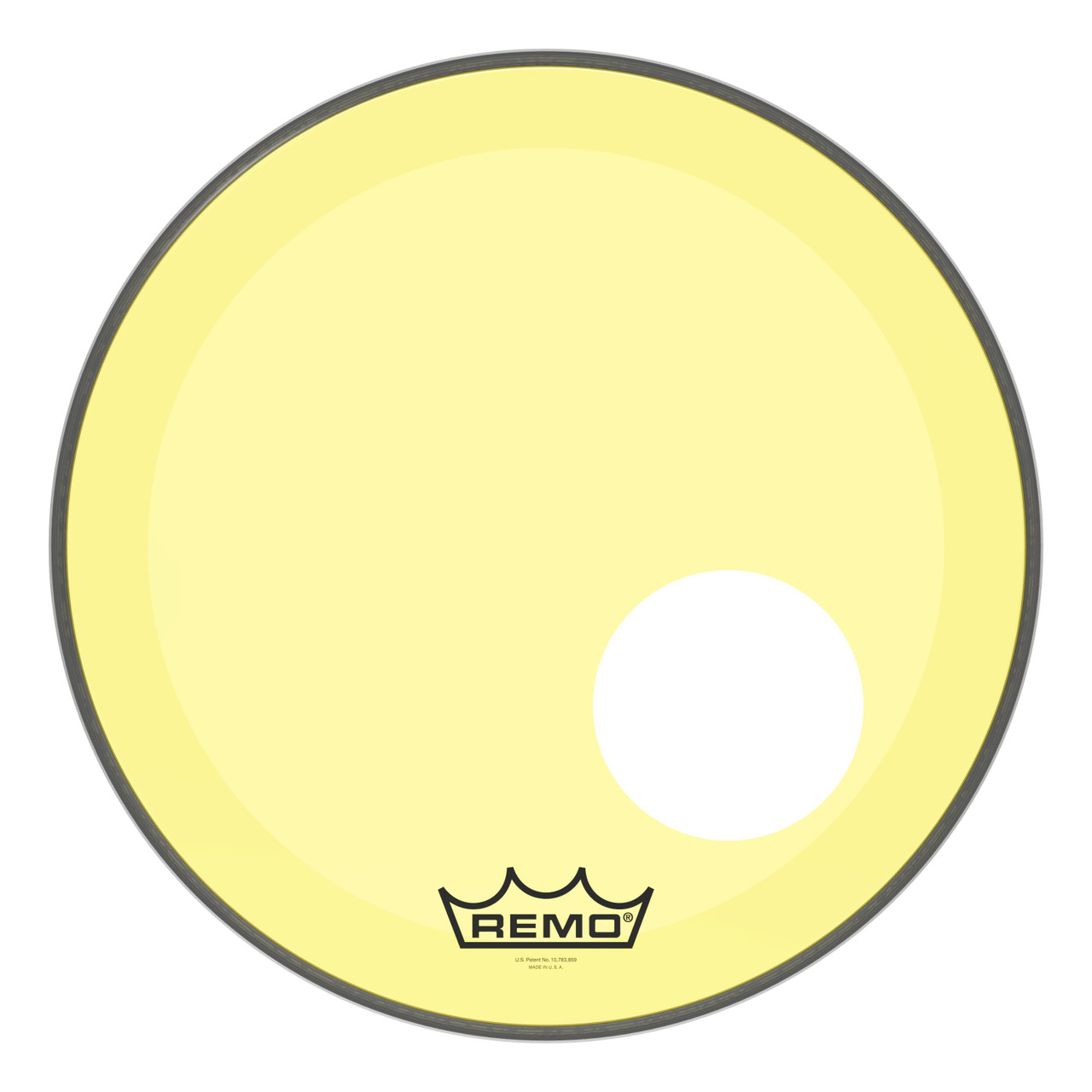 Remo Powerstroke 3 Colortone Bass Drum Head - Yellow - 18" - with 5" Offset Hole Remo Powerstroke 3 Colortone Bass Drum Head - Yellow - 18" - with 5" Offset Hole