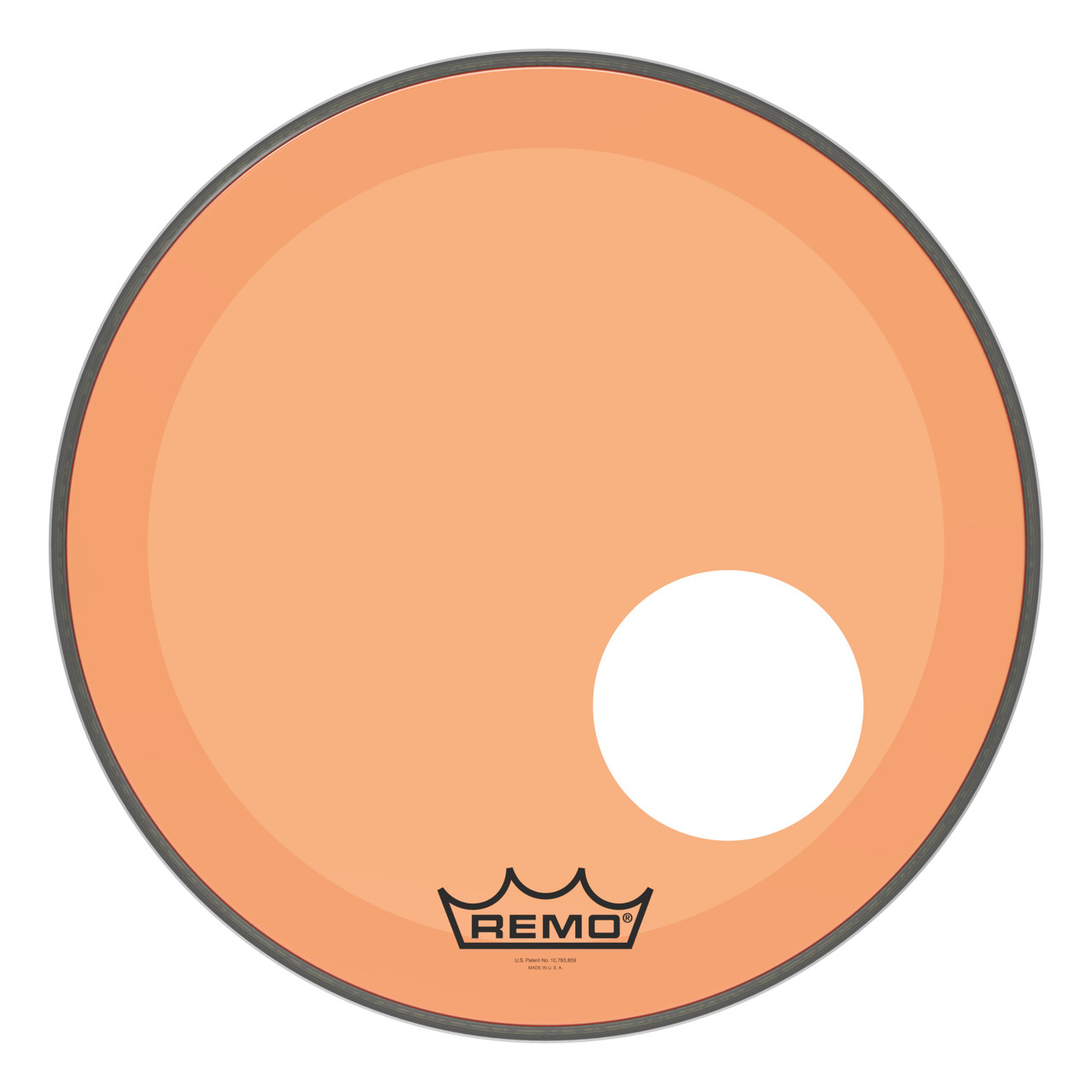 Remo Powerstroke 3 Colortone Bass Drum Head - Orange - 18" - with 5" Offset Hole Remo Powerstroke 3 Colortone Bass Drum Head - Orange - 18" - with 5" Offset Hole