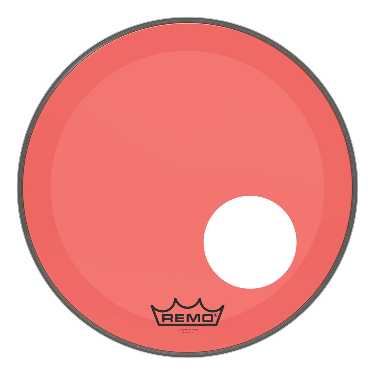 Remo Powerstroke 3 Colortone Bass Drum Head - Red - 18" - with 5" Offset Hole Remo Powerstroke 3 Colortone Bass Drum Head - Red - 18" - with 5" Offset Hole