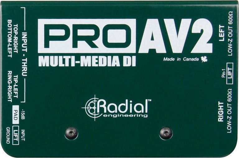 Radial PRO-AV2 2 channel passive DI box for Media and AV Systems Radial PRO-AV2 2 channel passive DI box for Media and AV Systems
