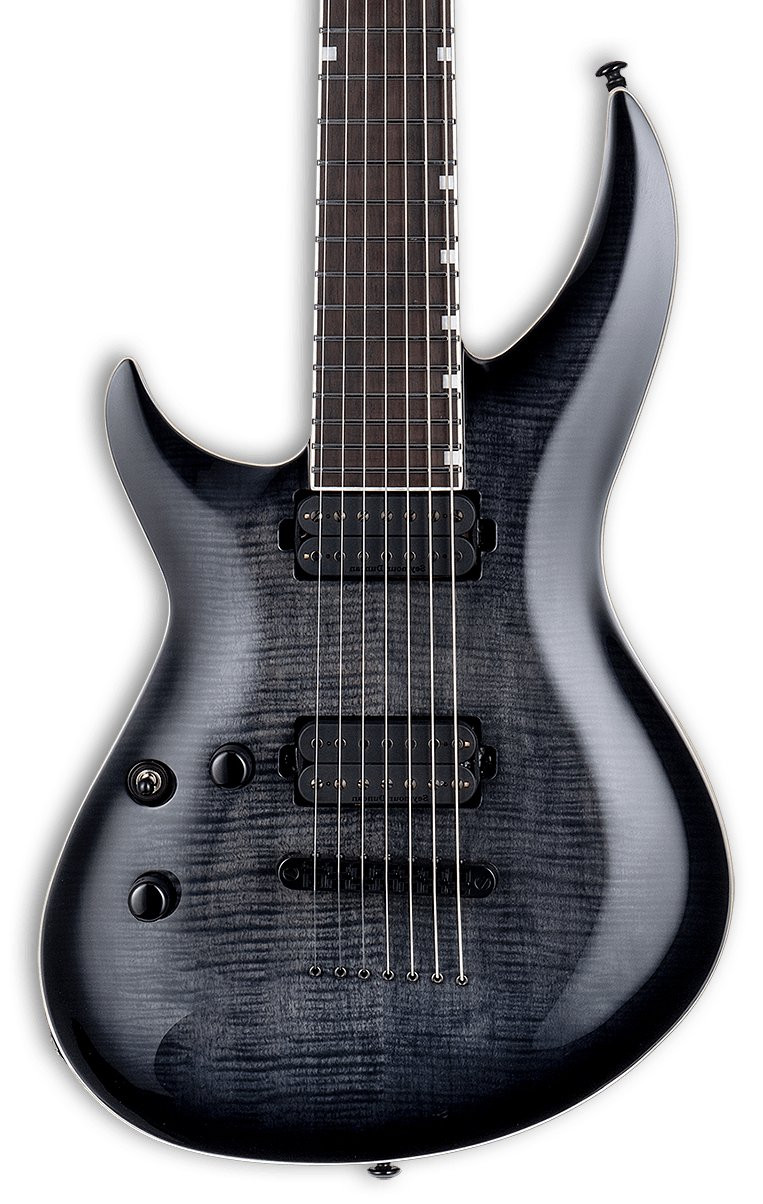 ESP LTD Deluxe H3-1007 7 String Baritone Left Handed Electric Guitar in See Through Black Sunburst ESP LTD Deluxe H3-1007 7 String Baritone Left Handed Electric Guitar in See Through Black Sunburst