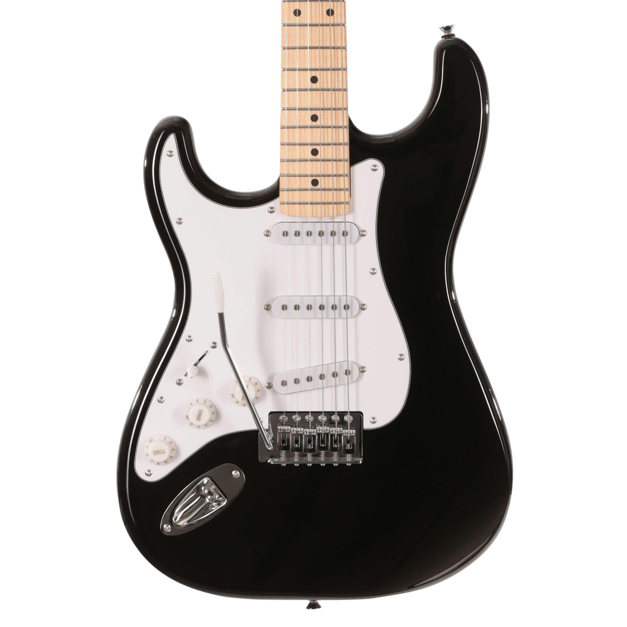 EastCoast ST1 Left Handed Electric Guitar in Black with Maple Fretboard EastCoast ST1 Left Handed Electric Guitar in Black with Maple Fretboard