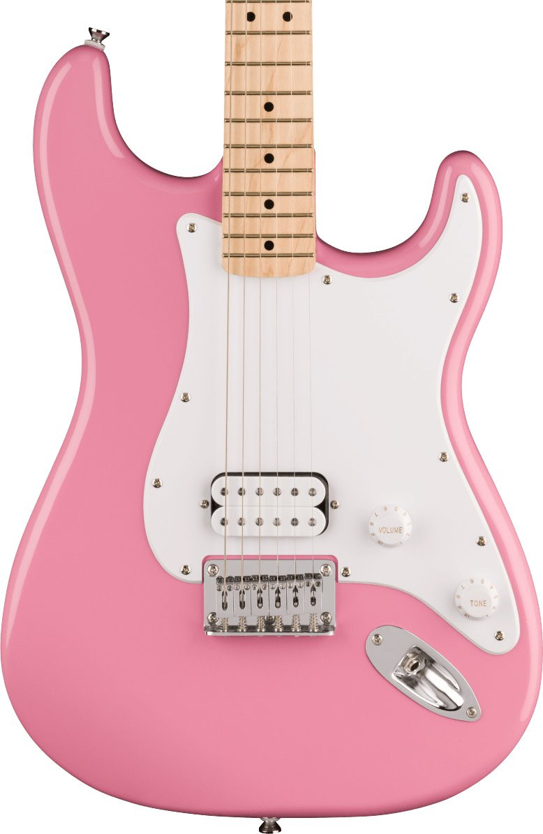 Squier Sonic Stratocaster HT H Electric Guitar in Flash Pink Squier Sonic Stratocaster HT H Electric Guitar in Flash Pink