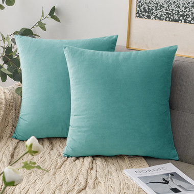 Aqua Mint Velvet Cushion Covers with Included Cushion Inserts