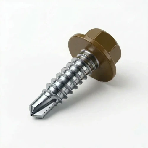 RAL 8008 Olive Brown - 13mm x 4.2mm Coloured Hex Head Self Drilling Tek Bolts - BZP