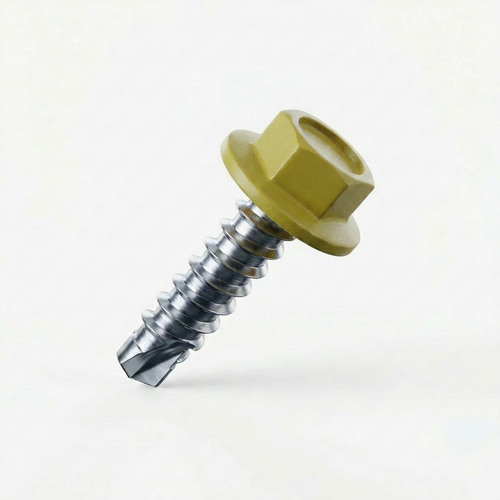 RAL 1020 Olive Yellow - 19mm x 4.2mm Coloured Hex Head Self Drilling Tek Bolts - BZP