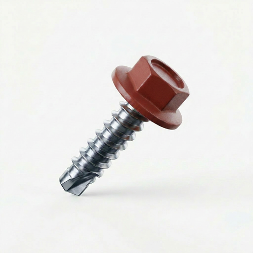 RAL 3009 Oxide Red - 19mm x 4.2mm Coloured Hex Head Self Drilling Tek Bolts - BZP