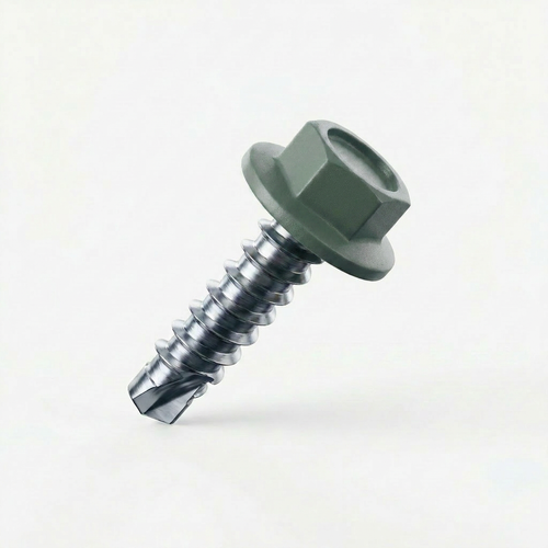 RAL 7009 Green Grey - 19mm x 4.2mm Coloured Hex Head Self Drilling Tek Bolts - BZP