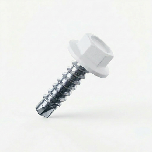 RAL 9010 Pure White - 19mm x 4.2mm Coloured Hex Head Self Drilling Tek Bolts - BZP