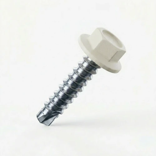 RAL 1013 Oyster White - 25mm x 5.5mm Coloured Hex Head Self Drilling Tek Bolts - BZP