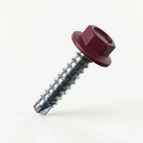 RAL 3004 Purple Red - 25mm x 5.5mm Coloured Hex Head Self Drilling Tek Bolts - BZP