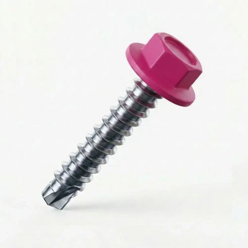 Pink screw - RAL 4010 Telemagenta - 38mm x 5.5mm Coloured Hex Head Self Drilling Tek Bolts - BZP