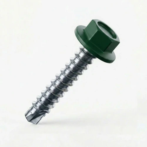 RAL 6005 Moss Green - 38mm x 5.5mm Coloured Hex Head Self Drilling Tek Bolts - BZP