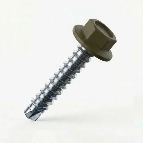 RAL 8008 Olive Brown - 38mm x 5.5mm Coloured Hex Head Self Drilling Tek Bolts - BZP
