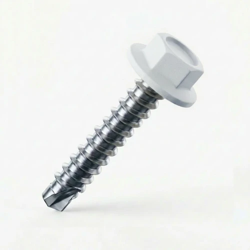 RAL 9016 Traffic White - 38mm x 5.5mm Coloured Hex Head Self Drilling Tek Bolts - BZP