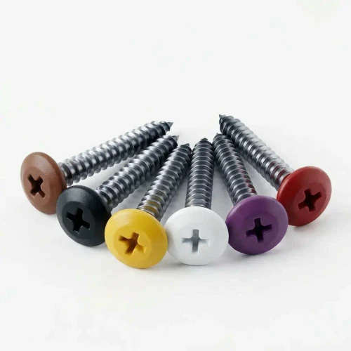 32mm × 4.2mm Painted Flange Head Self Tapping Screws made from BZP Steel with colour powder coated heads