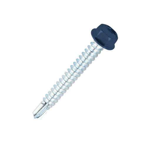 45mm x 5.5mm Coloured Hex Head Tek Bolt powder coated to RAL 5013 cobalt blue colour screws