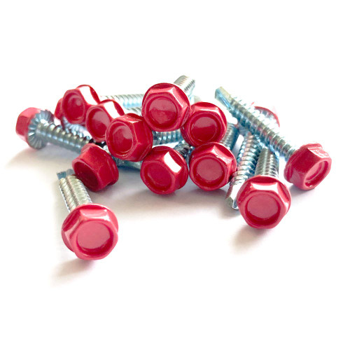 25mm x 4.2mm Hex Head Self Drilling Screws – RAL3017 Rose Pink – Clearance Bag of 10