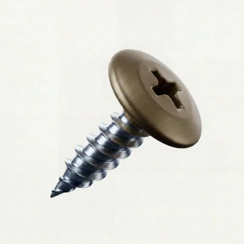 RAL 1036 Pearl Gold - 19mm x 4.2mm Painted Wafer Head Self Tapping Screws - BZP Steel with a powder coated rich pearl gold coloured screw head