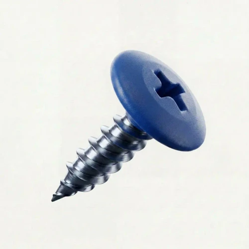 RAL 5003 Sapphire Blue - 19mm x 4.2mm Painted Wafer Head Self Tapping Screws - BZP Steel with sapphire blue coloured screw heads.