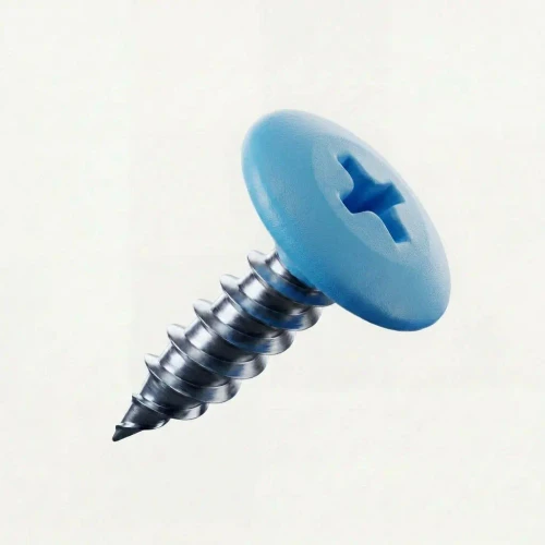 RAL 5012 Light Blue - 19mm x 4.2mm Painted Wafer Head Self Tapping Screws - BZP Steel with pastel blue coloured screw head