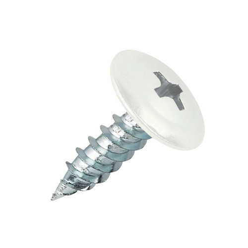 RAL 9010 Pure White - 19mm x 4.2mm Painted Wafer Head Self Tapping Screws - BZP Steel with white coloured screw head.