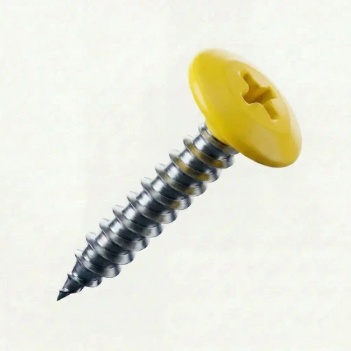 RAL 1016 Sulphur Yellow - 25mm x 4.2mm Painted Wafer Head Self Tapping Screws - BZP Steel with yellow coloured screw head