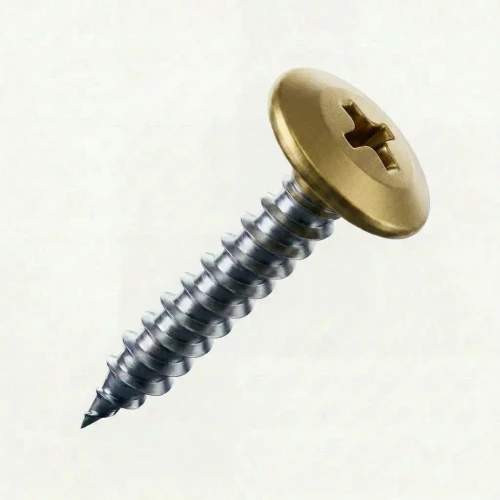 RAL 1036 Pearl Gold - 25mm x 4.2mm Painted Wafer Head Self Tapping Screws - BZP Steel with gold coloured screw head