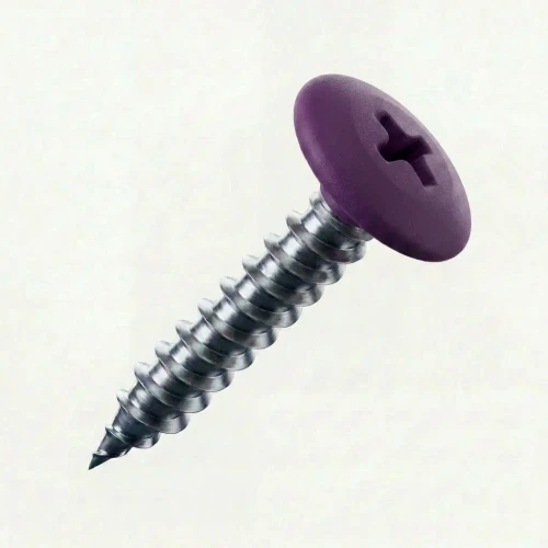 RAL 4007 Violet Purple - 25mm x 4.2mm Painted Wafer Head Self Tapping Screws - BZP Steel with purple coloured screw head