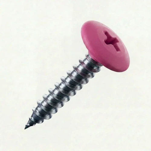 RAL 4010 Telemagenta - 25mm x 4.2mm Painted Wafer Head Self Tapping Screws - BZP Steel with magenta pink coloured screw head