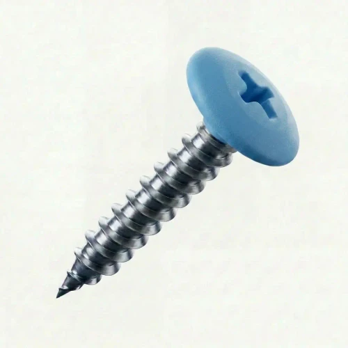 RAL 5012 Light Blue - 25mm x 4.2mm Painted Wafer Head Self Tapping Screws - BZP Steel with blue coloured screw head