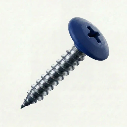 RAL 5013 Cobalt Blue - 25mm x 4.2mm Painted Wafer Head Self Tapping Screws - BZP Steel with blue coloured screw head