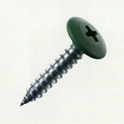 RAL 6012 Black Green - 25mm x 4.2mm Painted Wafer Head Self Tapping Screws - BZP Steel with dark green coloured screw head