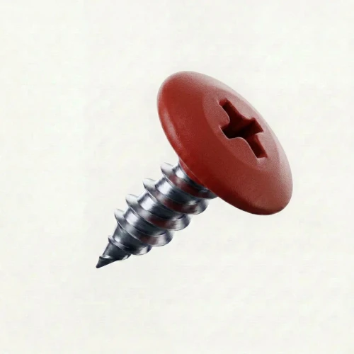 RAL 3002 Carmine Red - 13mm x 4.2mm Painted Wafer Head Self Tapping Screws - BZP Steel with powder coated red coloured screw heads