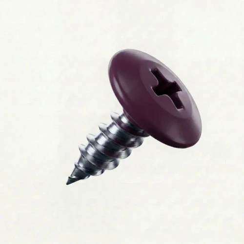 RAL 4007 Violet Purple - 13mm x 4.2mm Painted Wafer Head Self Tapping Screws - BZP Steel with powder coated purple coloured screw heads