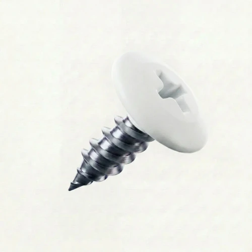 RAL 9016 Traffic White - 13mm x 4.2mm Painted Wafer Head Self Tapping Screws - BZP Steel coloured screws with a white painted screw head.